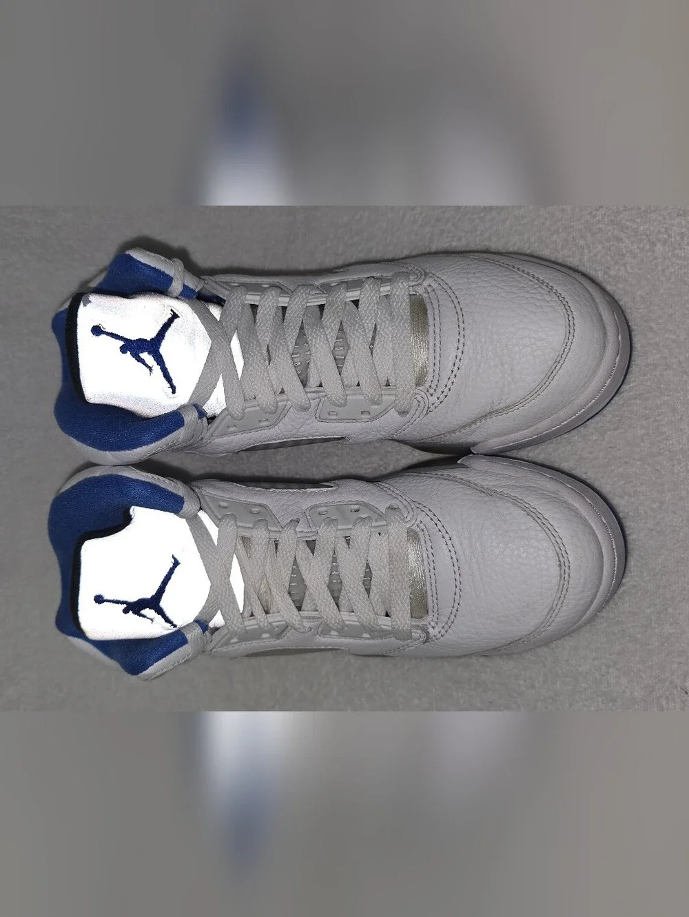 Nike Air Jordan Preschool 5 Retro White & Grey with Blue Accents